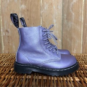 Dr. Martens purple leather combat boots toddler size 8